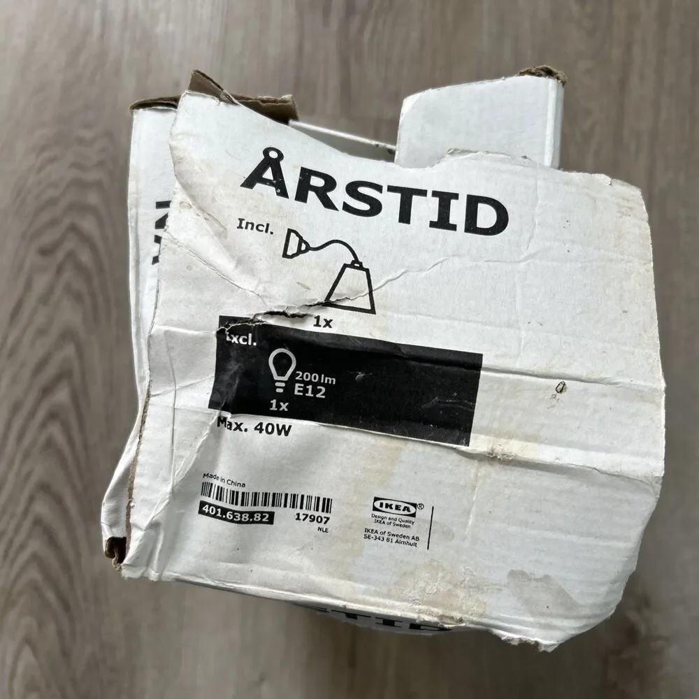 Ikea Arstid Wall Lamp 401.638.82 Nickel Plated w/ Pleated Shade Light Fixture